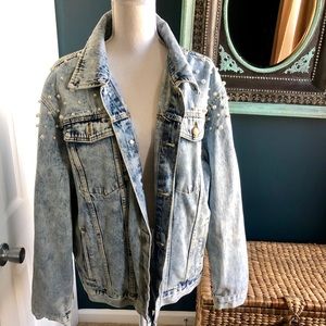 Bohoo boyfriend jacket with pearls